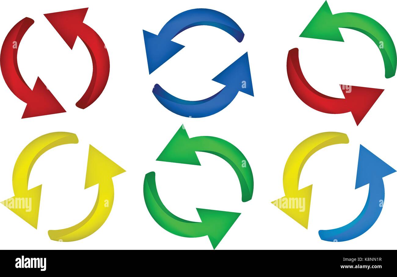 Pfeilsymbol, bunte Symbol clipart Zyklus Geschäftskonzept. Vector Illustration auf weißem Hintergrund. Stock Vektor