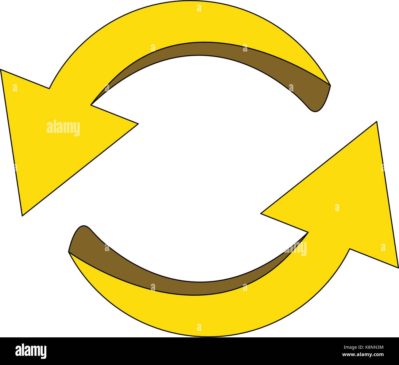 Pfeilsymbol, gelbes Symbol clipart Zyklus Geschäftskonzept. Vector Illustration auf weißem Hintergrund. Stock Vektor