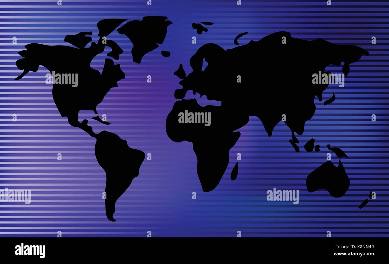 Weltkarte. horizontalen Streifen, Bars - Abstrakt vector Hintergrund. Blaues Gitter Abbildung: Stock Vektor