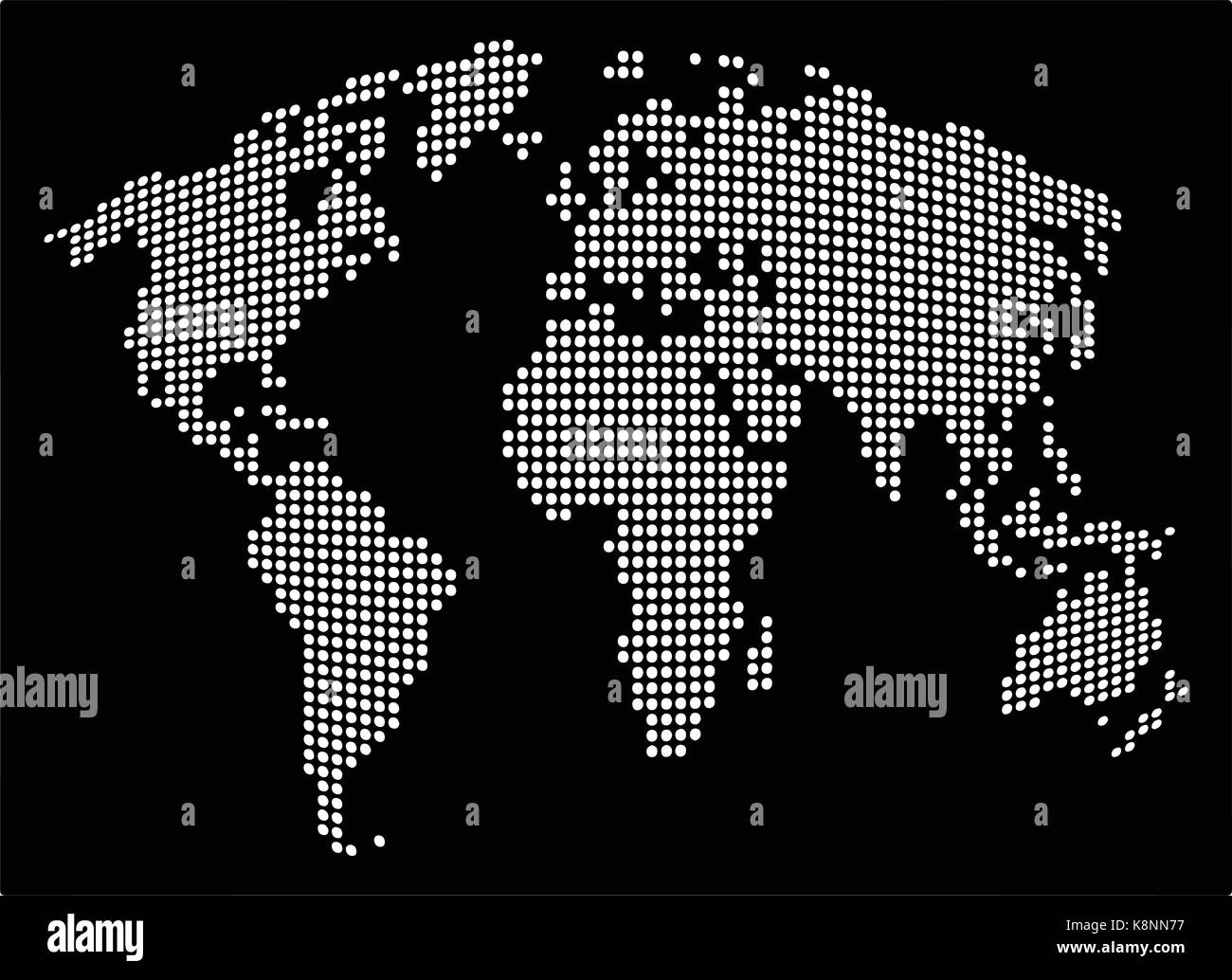 Weltkarte - Abstrakte gepunktete vector Hintergrund. Schwarze und weiße Silhouette Abbildung Stock Vektor