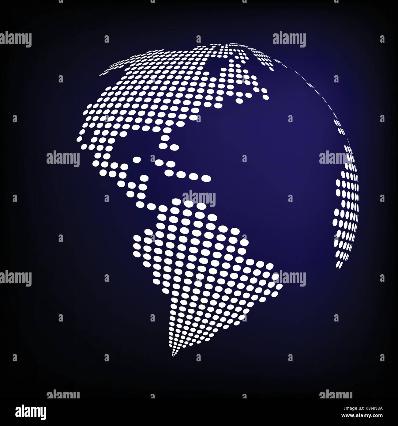 Globus Erde Weltkarte - Abstrakte gepunktete vector Hintergrund. Blaue Tapete Abbildung Stock Vektor