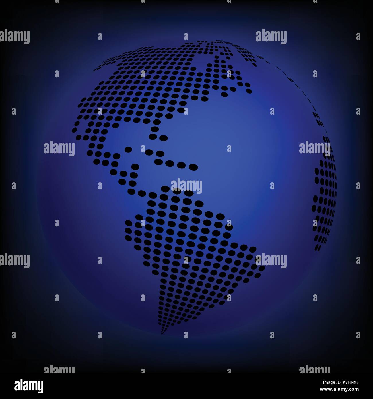 Globus Erde Weltkarte - Abstrakte gepunktete vector Hintergrund. Blaue Tapete Abbildung Stock Vektor