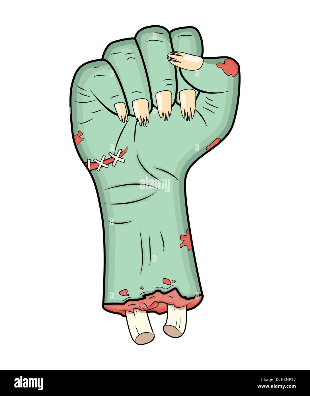Zombie Hand, Faust Geste halloween Vektor-realistische Cartoon isoliert ...