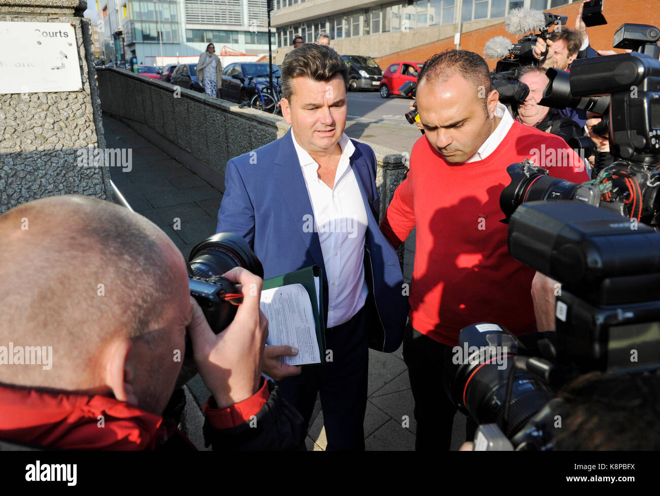 Brighton, UK. 20 Sep, 2017. Dominic Chappell, der ehemalige Inhaber von BHS Blätter Brighton Hof, wo er durch die Pensionen Regler nicht Informationen über den Kauf für £1 Der ehemaligen Einzelhandelskette: Simon Dack/Alamy Leben Nachrichten bieten verfolgt wurde. Stockfoto