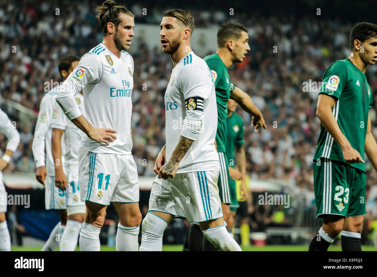 Madrid, Spanien. 20 Sep, 2017. Von Real Madrid spanische Verteidigung Sergio Ramos während La Liga Santander Match zwischen Real Madrid und Betis im Santiago Bernabeu in Madrid, Mittwoch, 20. Sep 2017. Quelle: AFP 7/Alamy leben Nachrichten Stockfoto