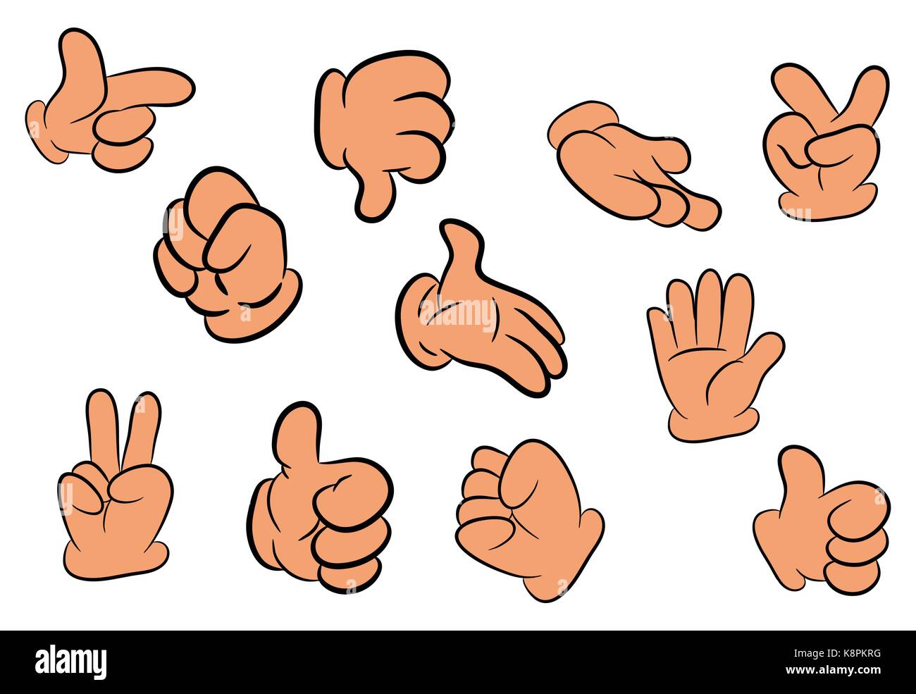 Bild von Cartoon menschlichen Handschuhe hand Geste. Vector Illustration auf weißem Hintergrund. Stock Vektor