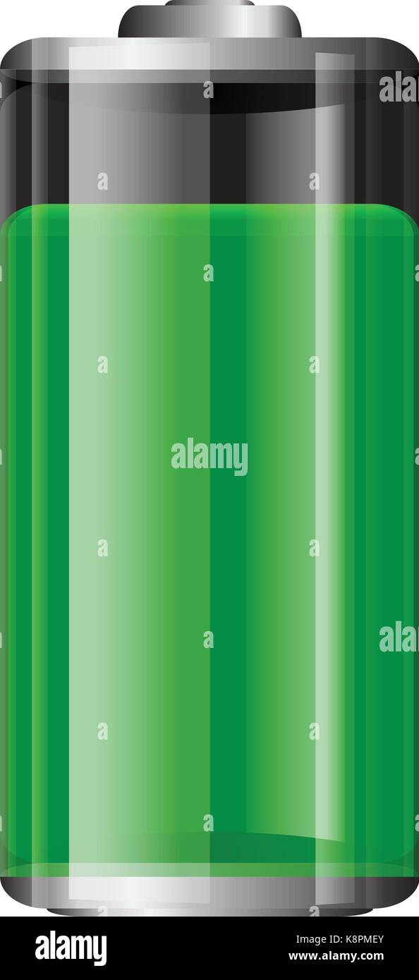 Transparente Batterie Vektorgrafik. Voller grüner Batterie isoliert auf weißem Hintergrund Stock Vektor