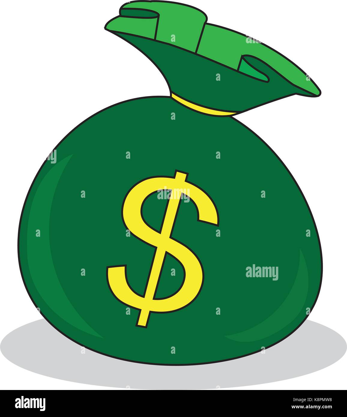 Grünes Geld beutel Symbol mit Dollarzeichen auf weißem Hintergrund. Vector Illustration. Stock Vektor