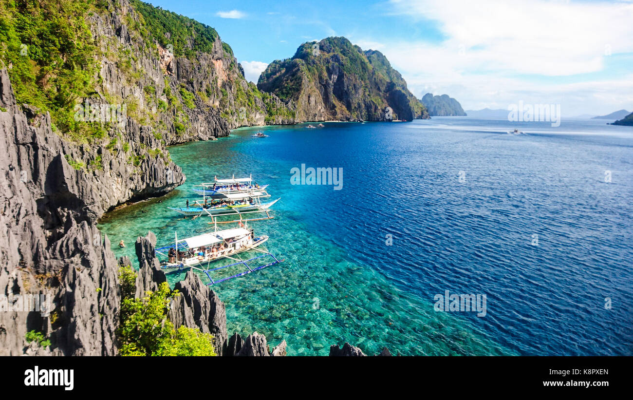 Faszinierend schöne Aussicht von der Matinloc Schrein, El Nido, Palawan, Philippinen MIMAROPA, Südostasien Stockfoto