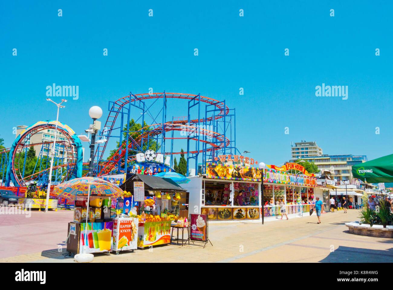 Amusement Park, Flower Street, Sonnenstrand, Bulgarien Stockfoto