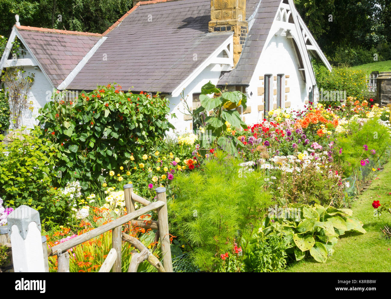 Cottage Garden in der Nähe von Great Ayton, North Yorkshire, England. Großbritannien Stockfoto