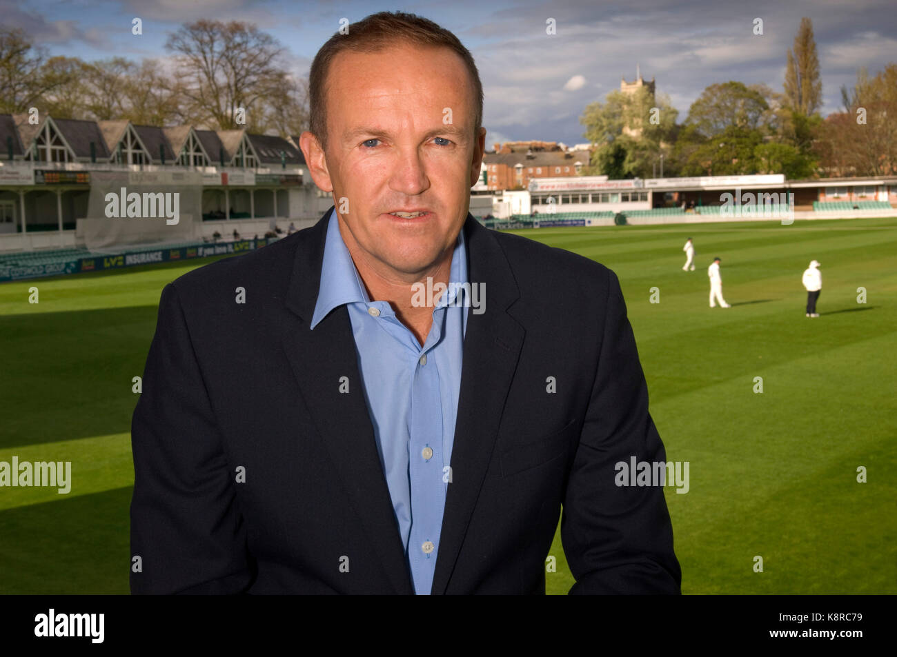 England cricket Trainer und ehemaligen simbabwischen cricketer, Andrew "Andy" Blume an Worcestershire ccc in Worcester. Stockfoto