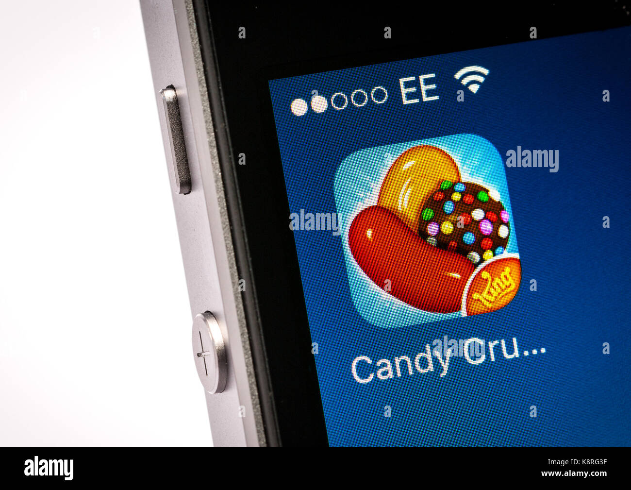 Candy Crush spiel App auf dem iPhone Handy Stockfoto