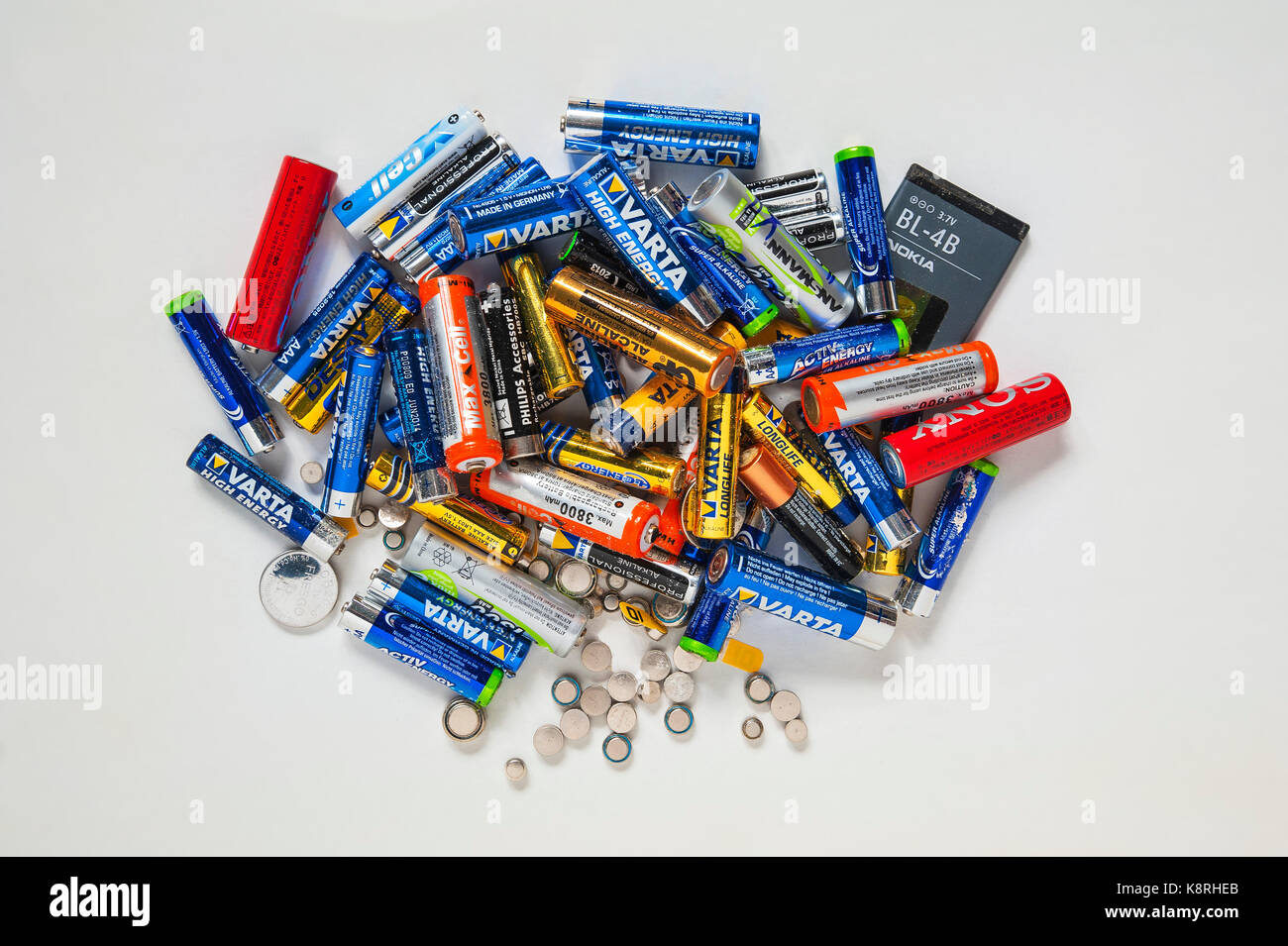 Verschiedene Batterien und Akkumulatoren, Deutschland Stockfoto