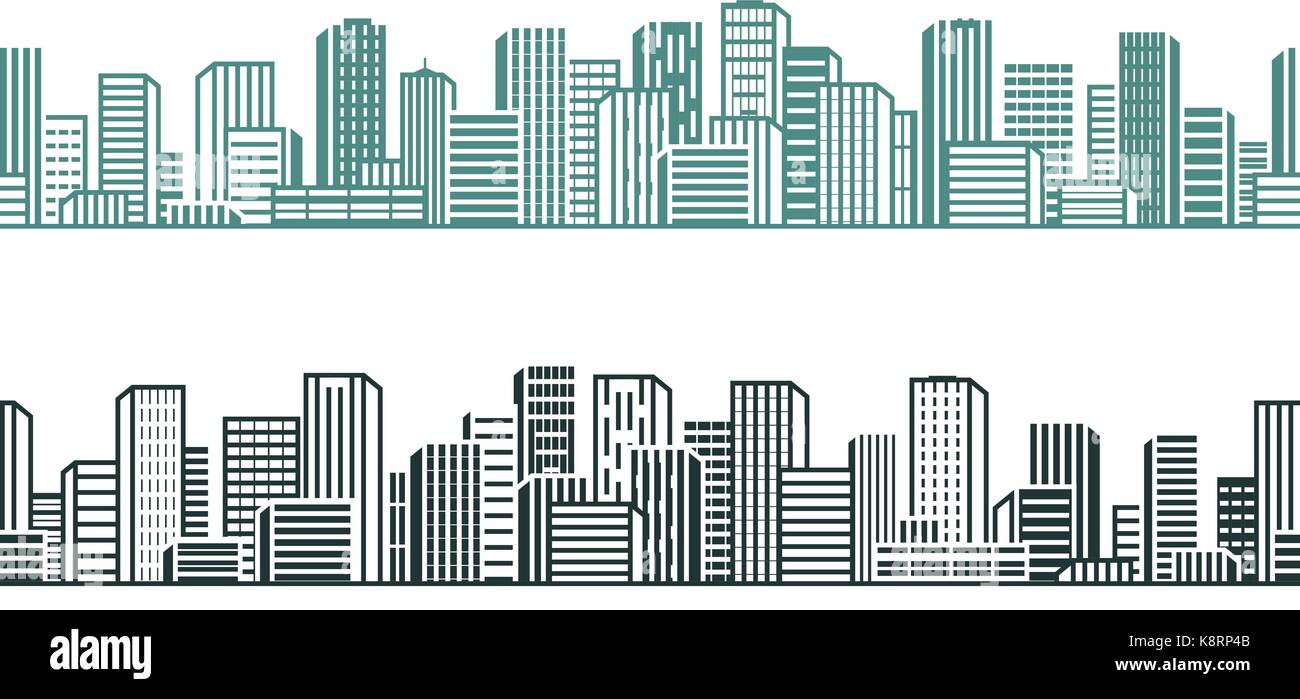 Blick auf die Stadt. Stadtbild, urban, Hochhäusern, Gebäude Konzept. Vector Illustration Stock Vektor