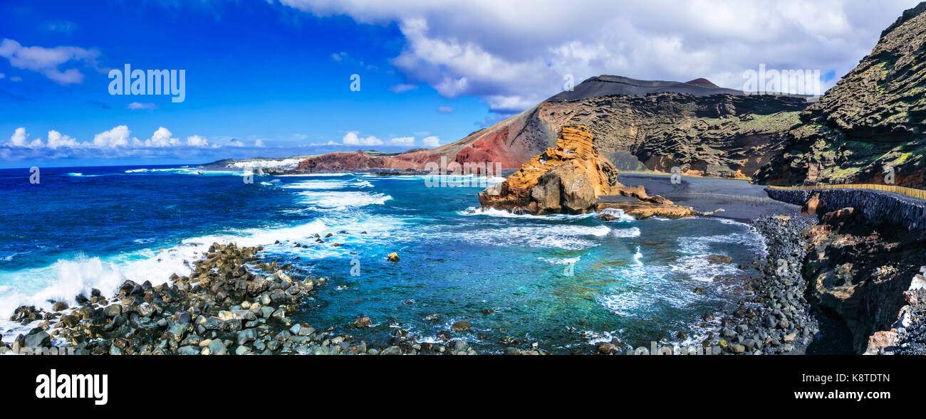 Vulkanische Landschaft von Lanzarote. Kanarische Inseln, Spanien. Stockfoto