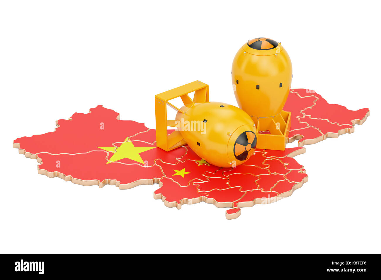 Chinesische Karte mit nuklearen Waffe Konzept, 3D-Rendering Stockfoto