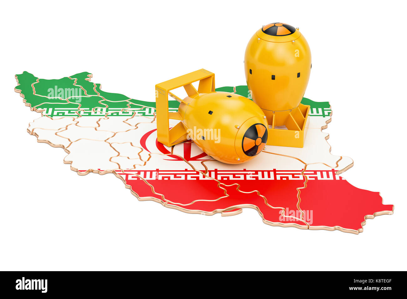 Iranische Karte mit nuklearen Waffe Konzept, 3D-Rendering Stockfoto