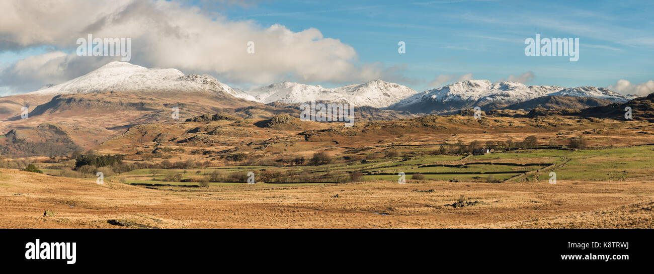 Ein Panorama von Birker fiel, schauen in die Herzen der Lake District National Park. Stockfoto