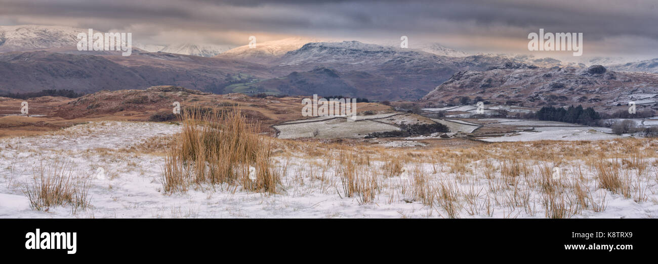 Ein Panorama (10 Schüsse genäht) auf Birker fiel auf dem Weg über diesen Morgen. Ich sage über... Ich habe es nicht machen, da ein Kastenwagen hatte abgestürzt. Stockfoto