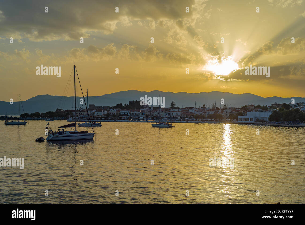 Die Insel Samos, Griechenland: Sonnenuntergang in Pythagorion / Samos Stockfoto