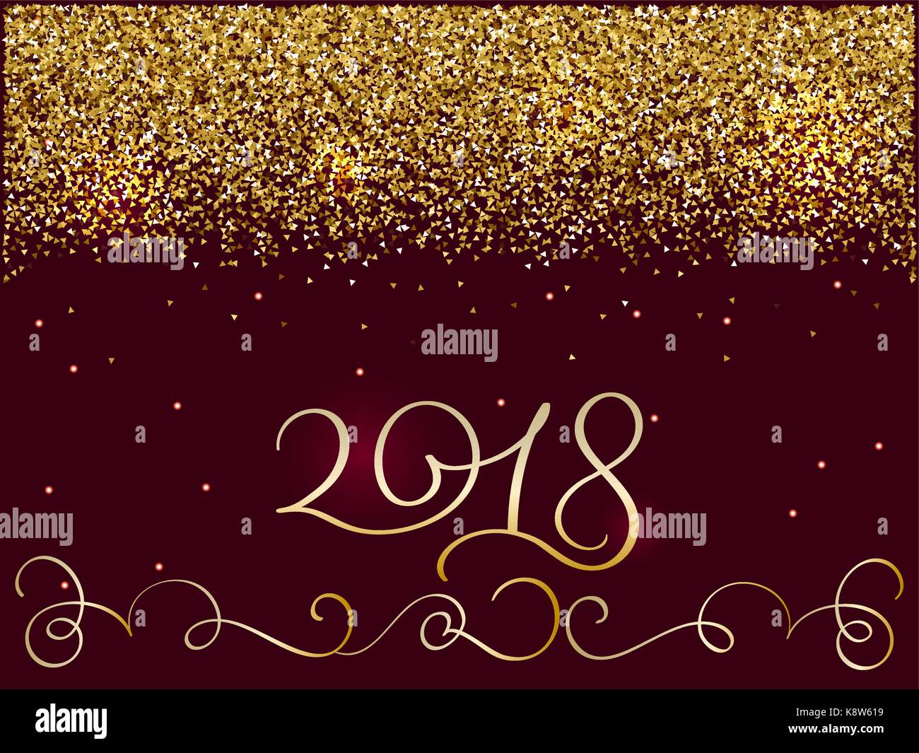 2018 für das neue Jahr. Glänzende Schriftzug Zusammensetzung mit Stars und funkelt. Hand gezeichnet Urlaub Kalligraphie Vektor-illustration EPS 10. Stock Vektor