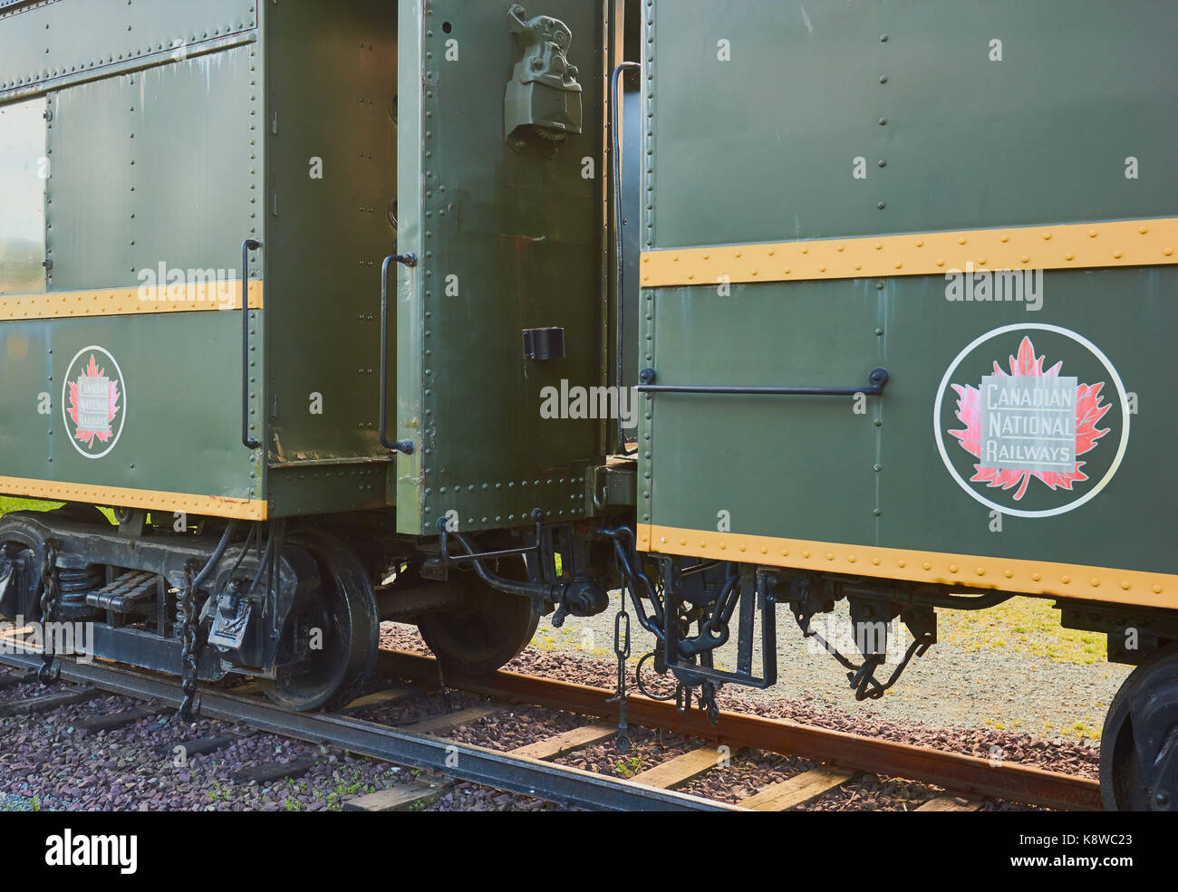 Waggon am Bahnhof Küstenmuseum, ehemals die Neufundland Bahnhof, St. John's, Neufundland, Kanada Stockfoto