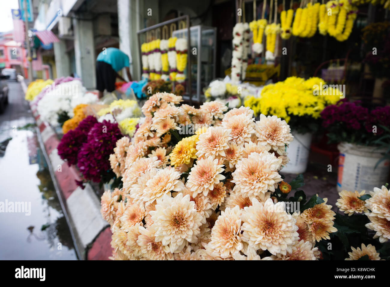Flower Shop in Little India in Ipoh Stadt, Hauptstadt von Perak, Malaysia. Stockfoto