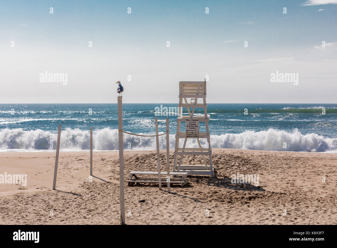 Leeren leben Wache auf einem East Hampton Beach in Eastern Long Island, NY Stockfoto