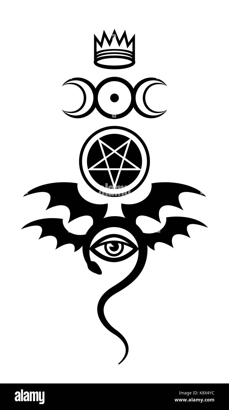 EVIL EYE (das Größer-BÖSARTIG). Emblem der Hexerei und Zeichen der Nekromantie. Diabolische Symbol. Stockfoto