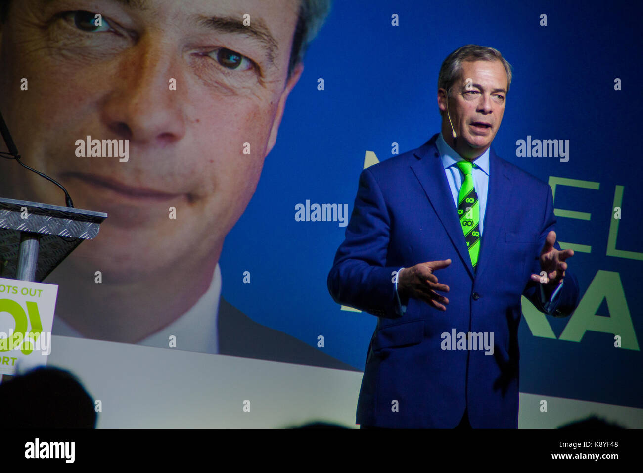 Nigel Farage Reden an der Basis Ereignis in Newport, die sich für die Abstimmung während der EU-Referendum verlassen, in der 216. Stockfoto