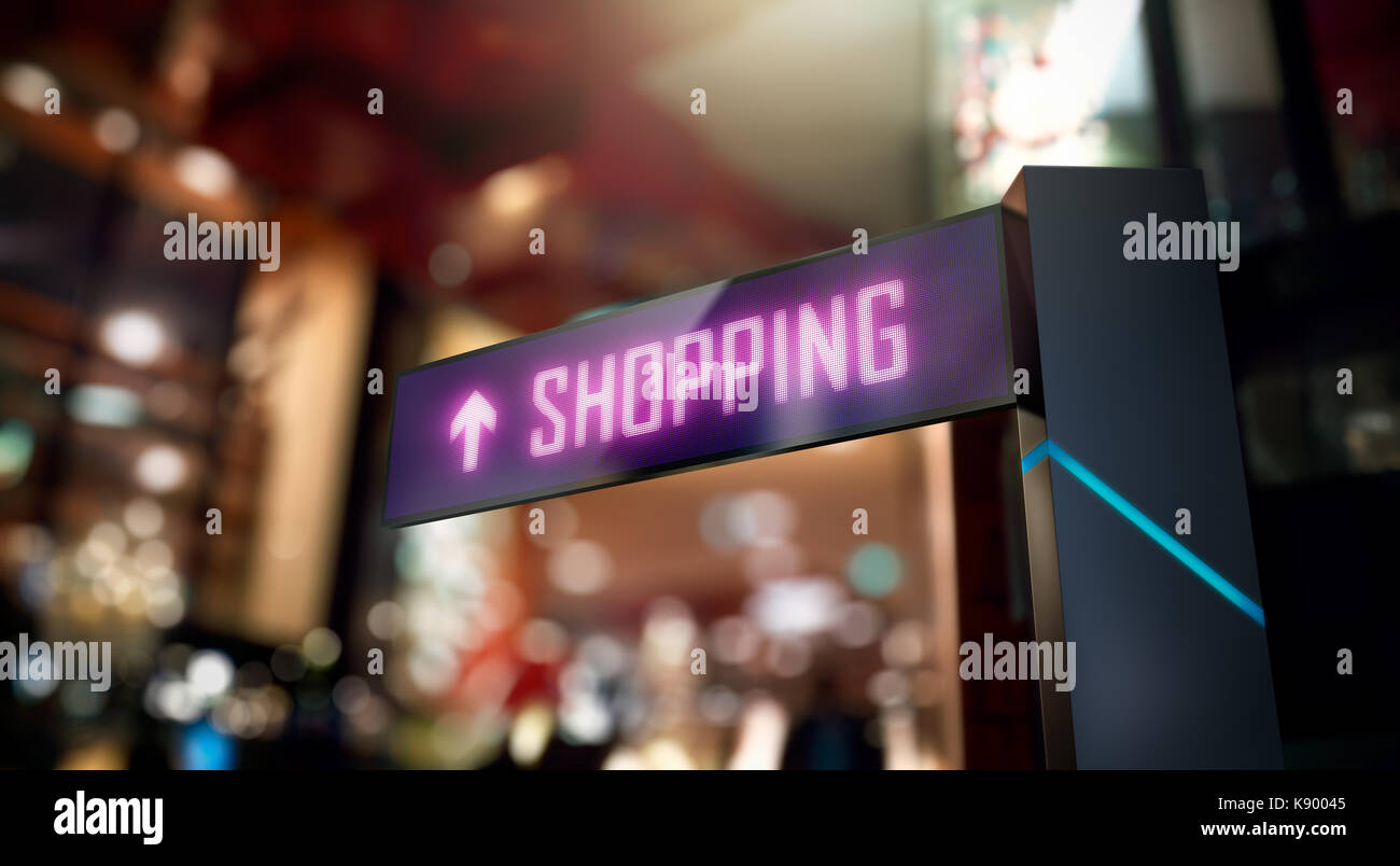LED-Anzeige - Einkaufszentrum Richtung Zeichen Stockfoto