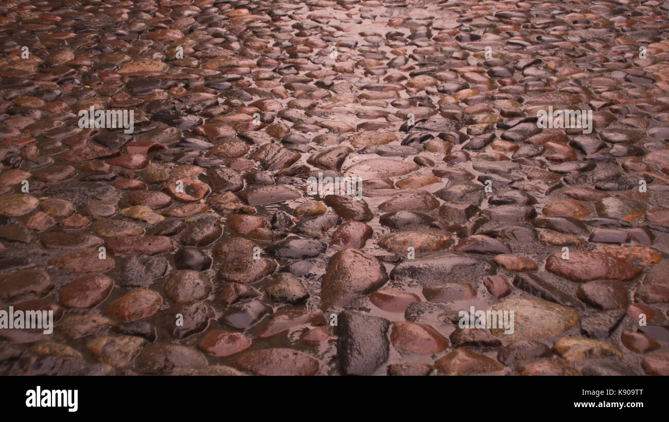 Stein Straße mit Kopfsteinpflaster Textur Hintergrund Stockfotografie ...