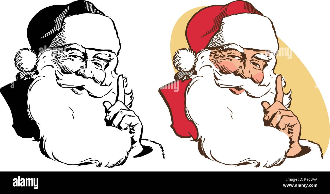 Ein realistisches Portrait von Santa Claus und seinen Bart streicheln. Stock Vektor