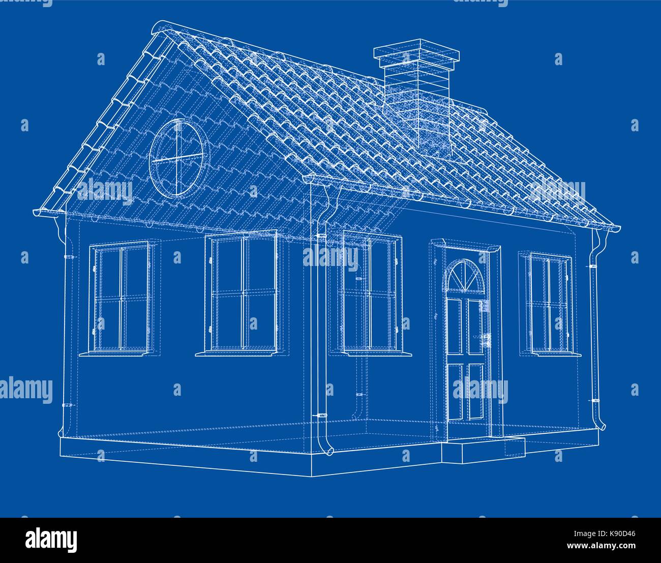 Ein kleines Haus mit Schindeldach. Vektor Stock Vektor