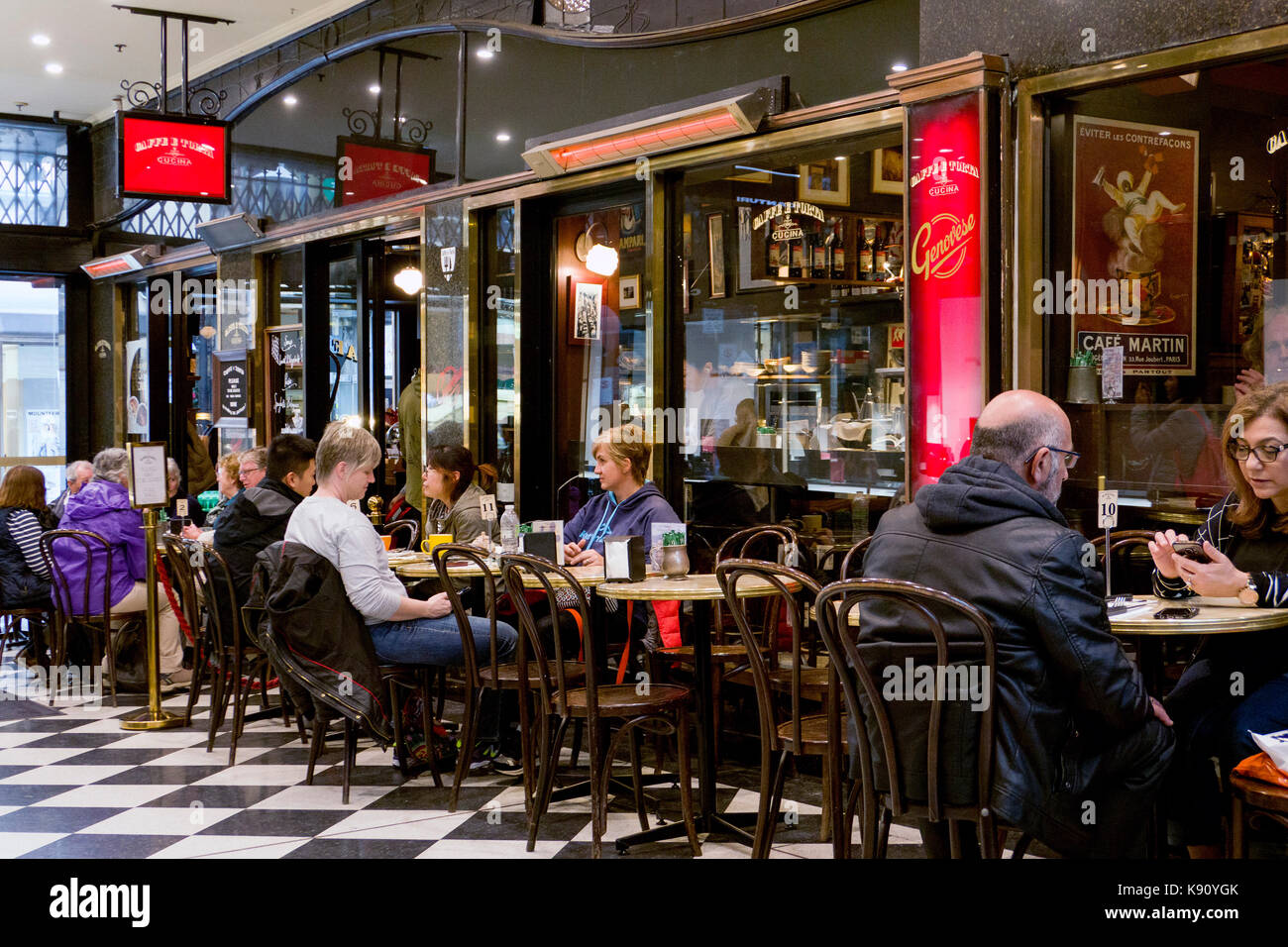 Historische Royal Arcade und Caffe e Torta Melbourne Victoria Australien Stockfoto