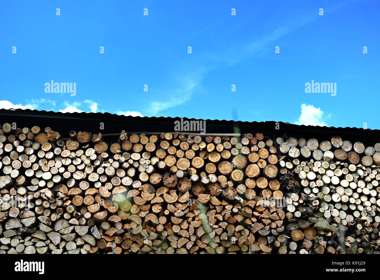 Brennholz. Gehackte Holz für Kraftstoff. Stockfoto