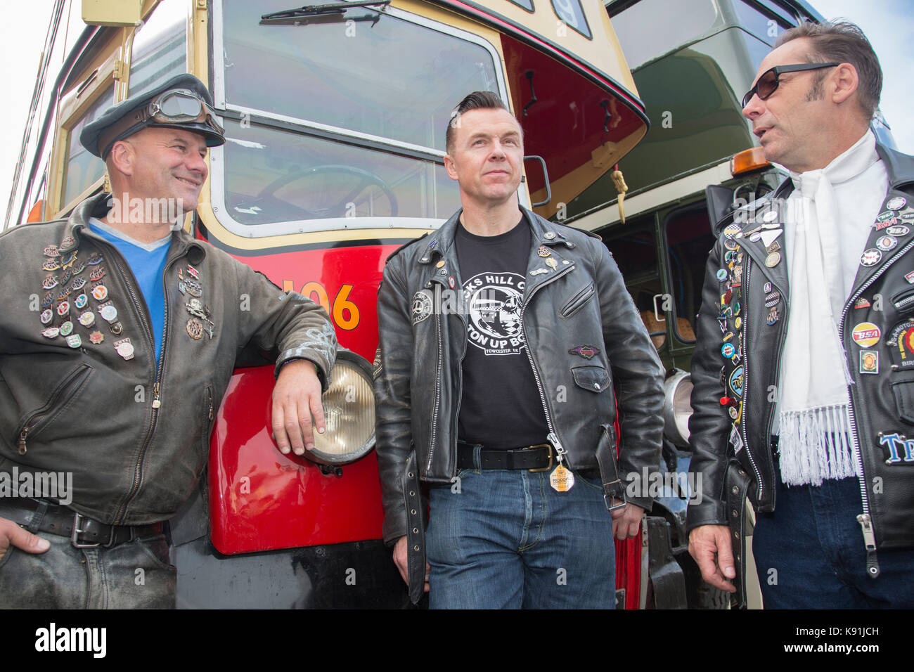 Rocker, Biker in Goodwood Revival Stockfoto