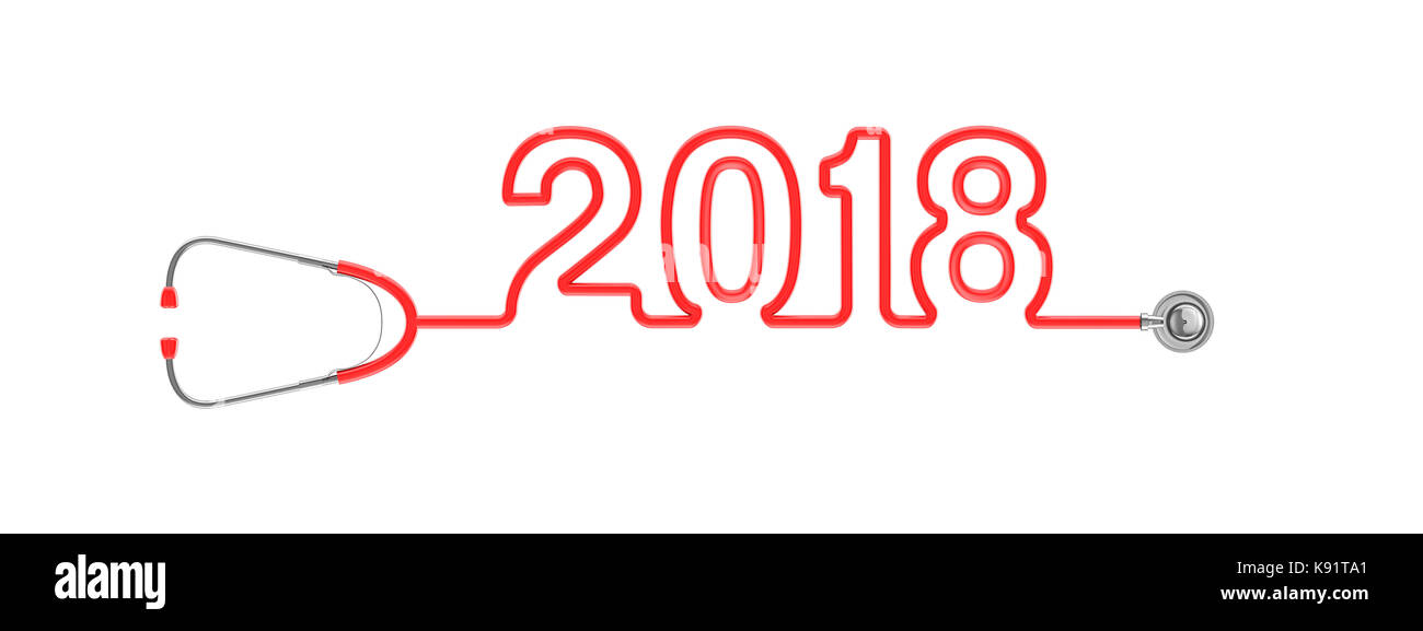 Stethoskop 2018/3D Abbildung: Stethoskop Schläuche bilden 2018 text Stockfoto