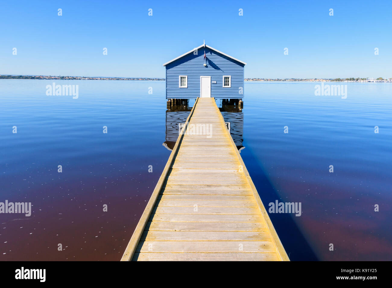 Crawley Kante Boatshed auch als Blue Boat House auf dem Swan River in Matilda Bay, Crawley, Perth, Western Australia bekannt Stockfoto