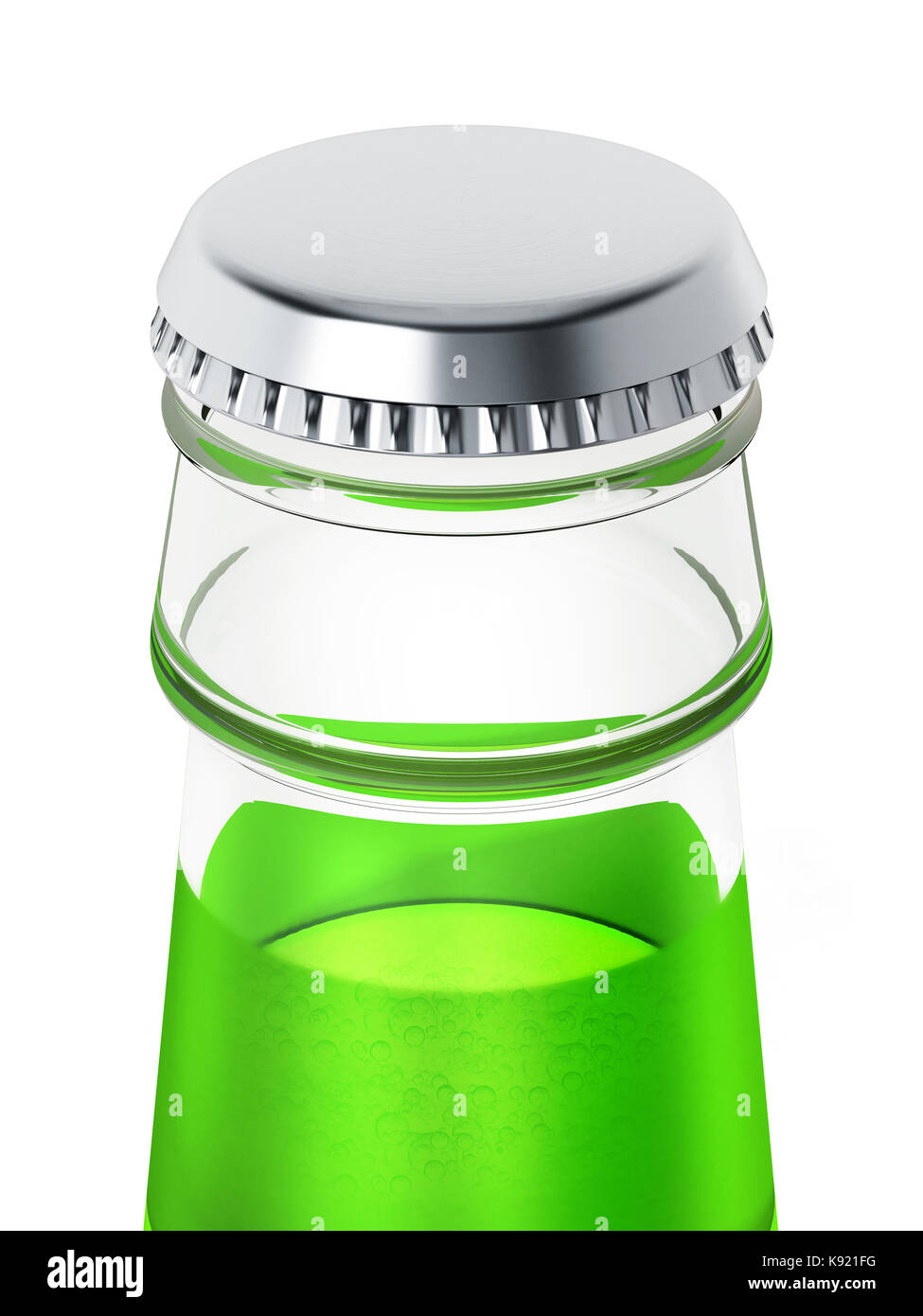 Soda Flasche mit Metallkappe. 3D-Darstellung. Stockfoto