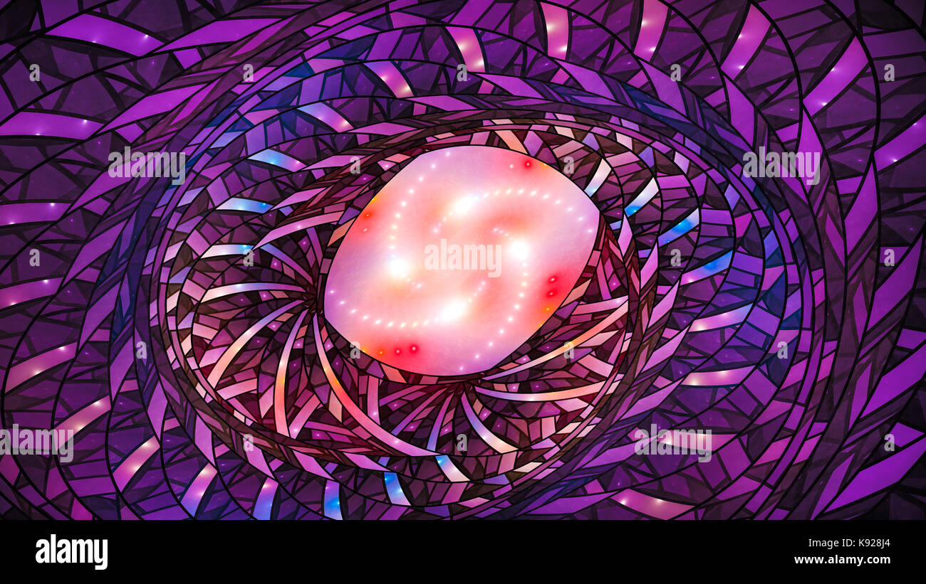 Bunt leuchtende Spirale Geometrie Fraktale, computer-generierte Zusammenfassung Hintergrund, 3D-Rendering Stockfoto