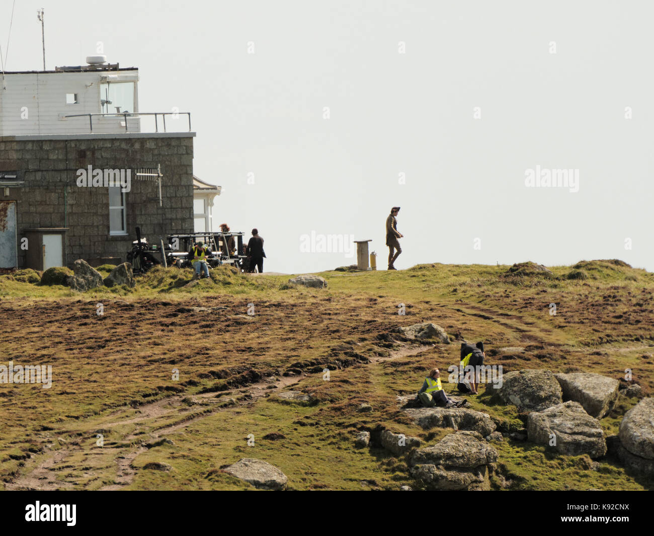 Poldark Ort der Dreharbeiten für die Serie 4 2018 Porthgwarra Cove, 18. September 2017, Cornwall, UK. Stockfoto