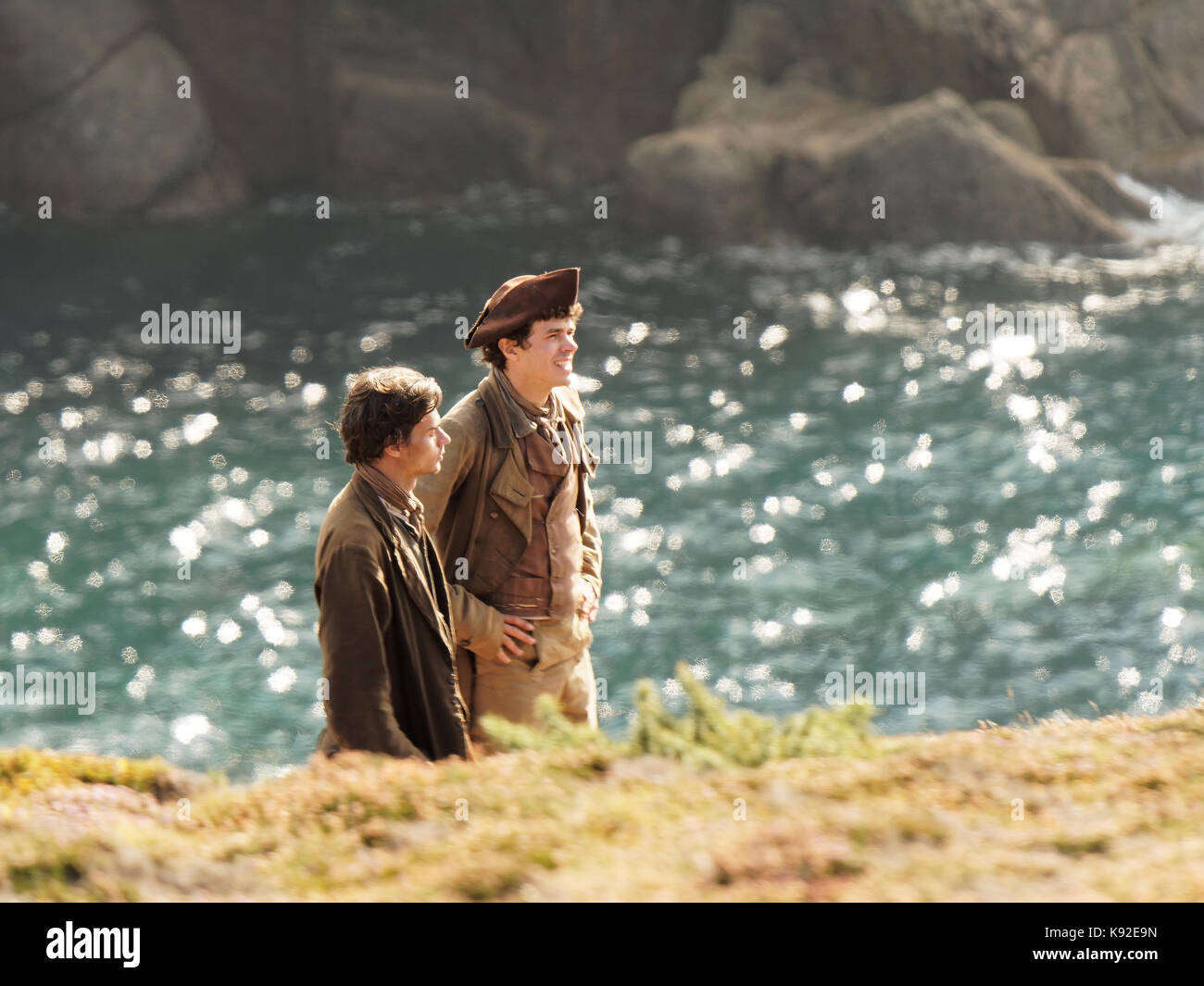 Poldark Ort der Dreharbeiten für die Serie 4 2018 Porthgwarra Cove, 18. September 2017, Cornwall, UK. Stockfoto