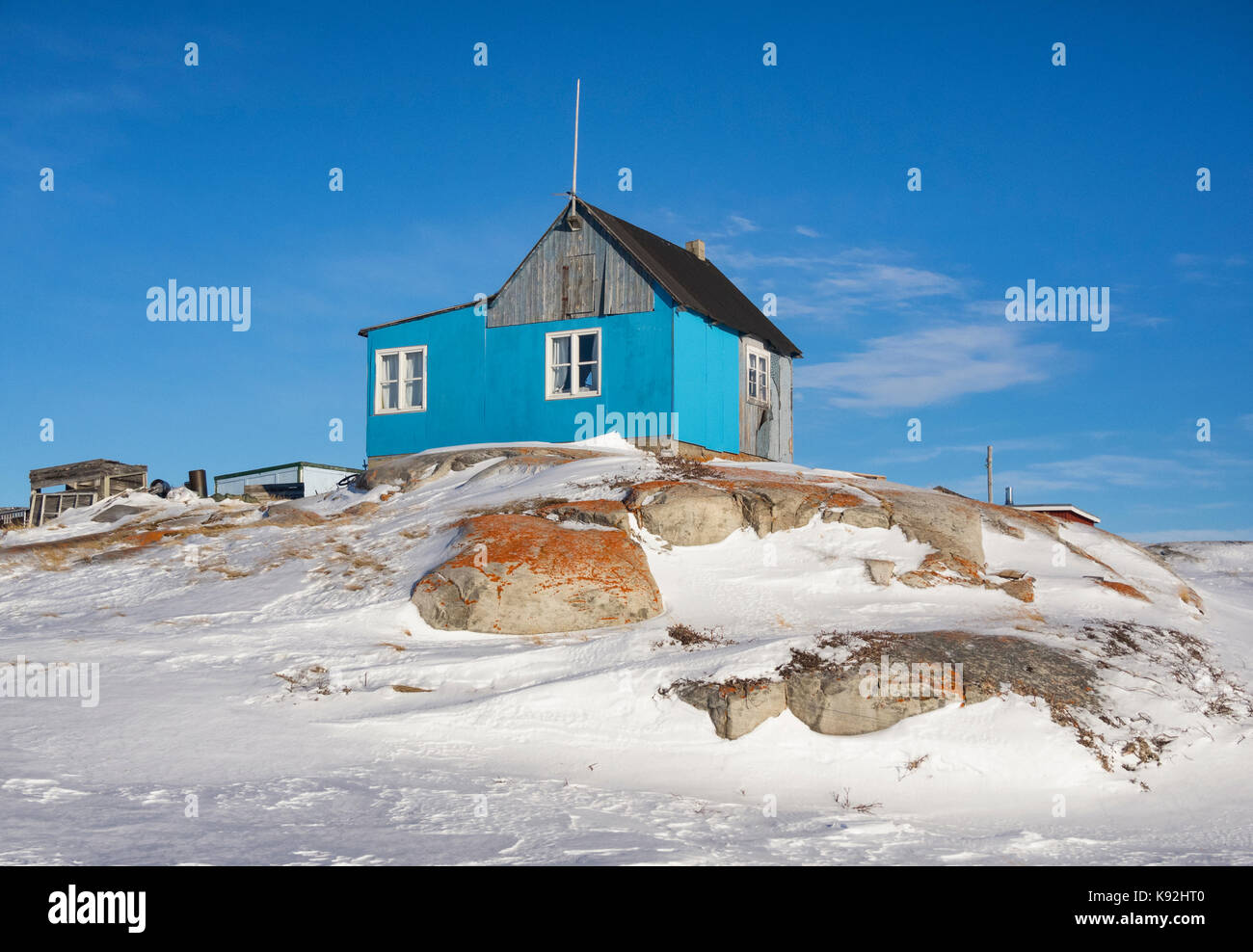 Ein inuit Jäger Haus in der Siedlung Oqaatsut, Westgrönland Stockfoto