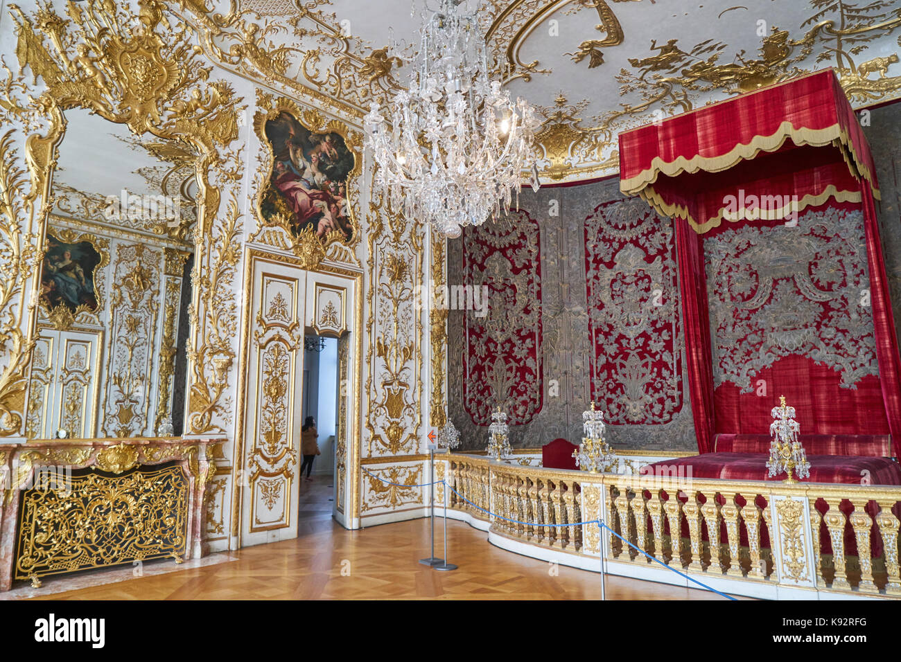 Luxuriöse royal Schlafzimmer in residence Museum. Die Residenz der ehemaligen königlichen Palast der bayerische Monarch Stockfoto