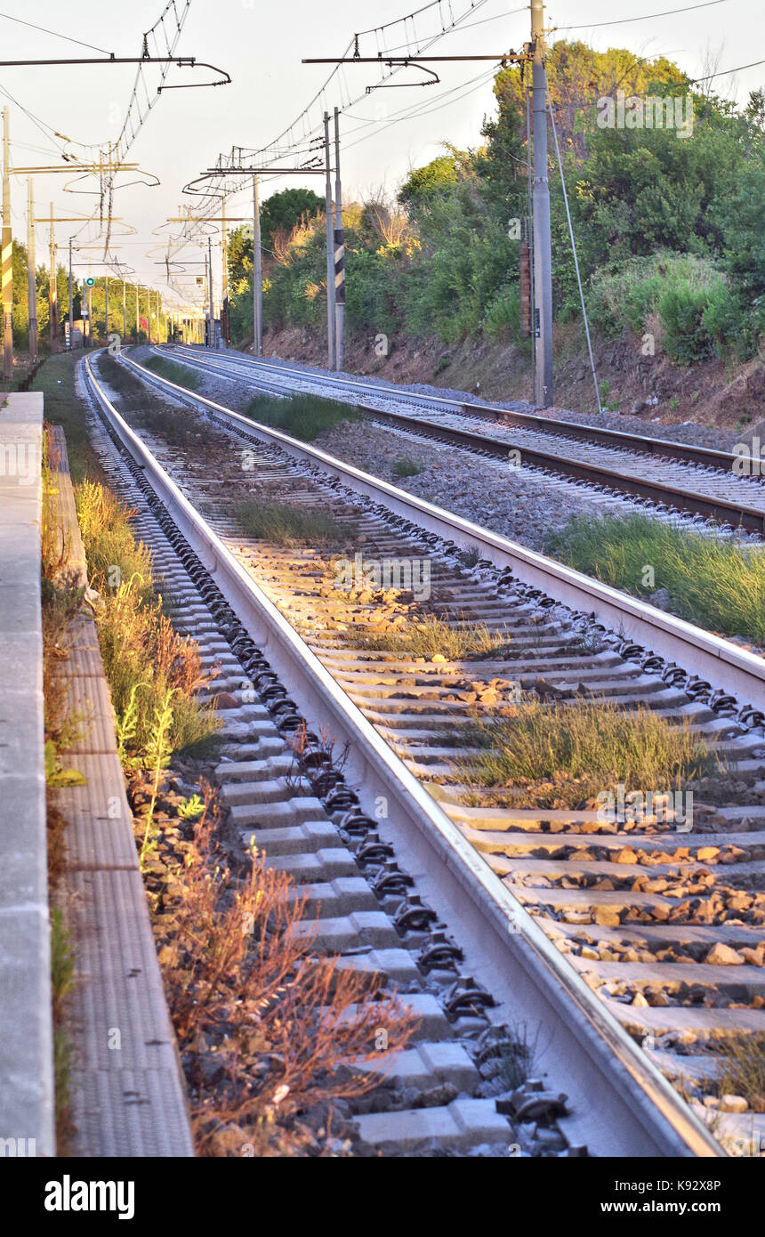 Long Range Aussicht auf eine einfache Eisenbahn Stockfoto Long Range Aussicht auf eine einfache Eisenbahn Stockfoto