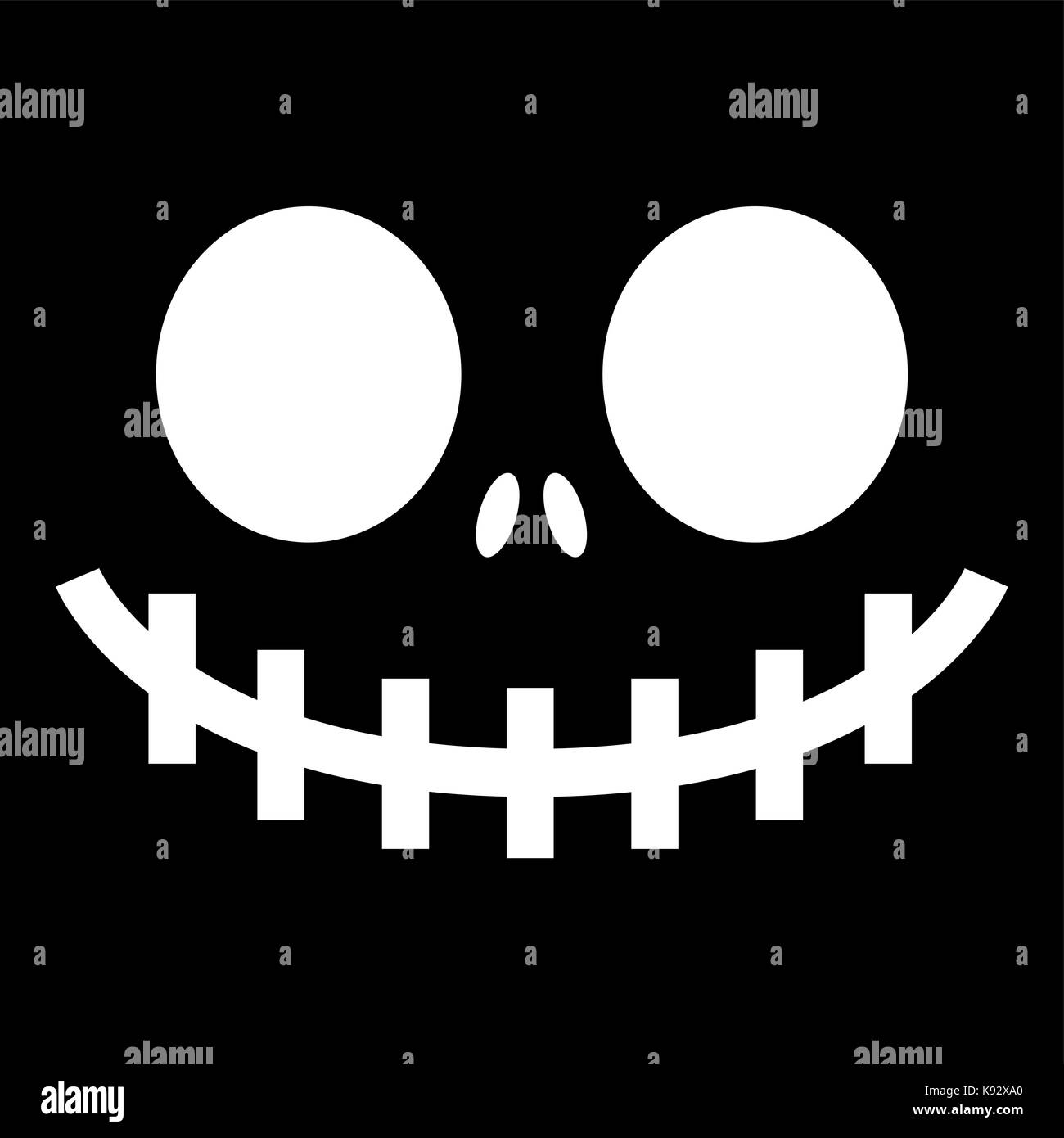 Scary Halloween Ghost oder Kürbis Gesicht vektor design, monster Mund Symbol mit gruseligen Augen, Nase und grossen Zähnen Stock Vektor