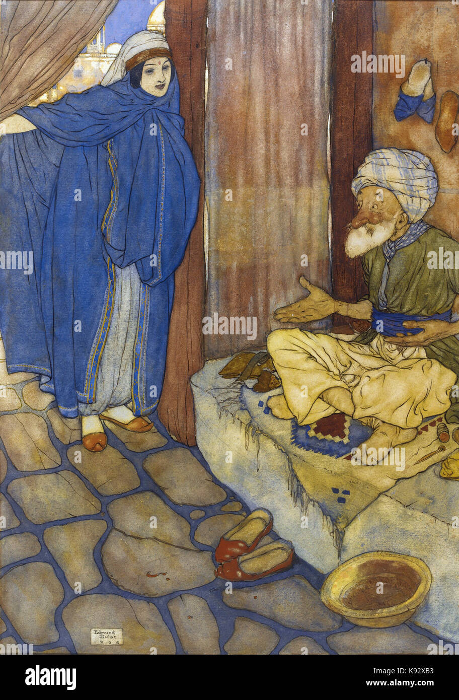 Edmund Dulac Illustration - Alibaba und die vierzig Räuber baba Mustafa Stockfoto