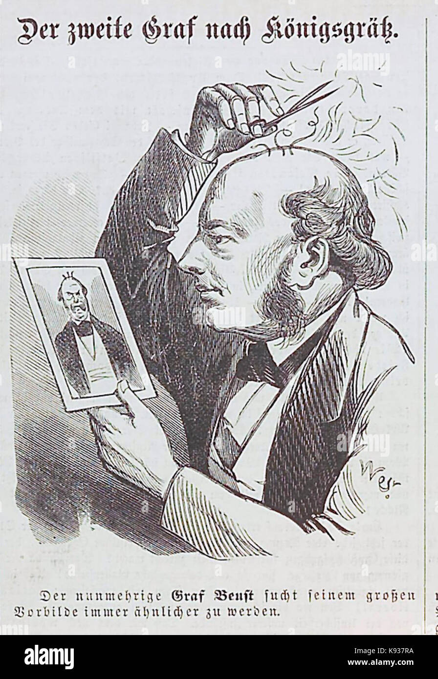 Kladderadatsch 1868 0366 Beust Bismarck Stockfoto